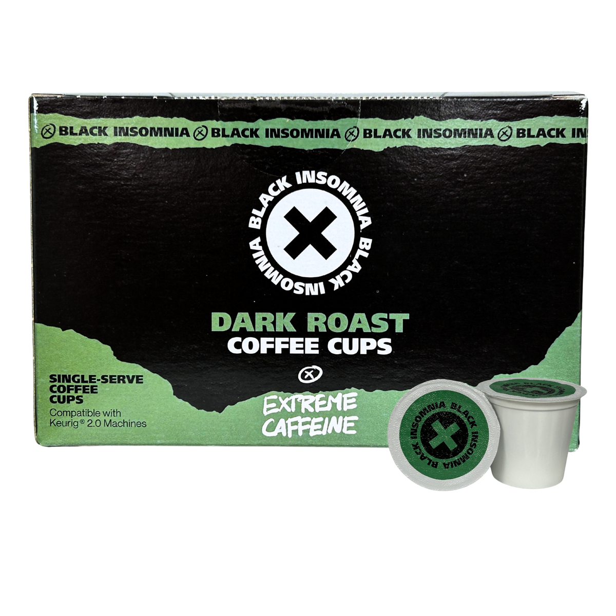 Extreme Caffeine Dark Roast Single Coffee| Black Insomnia K-Cups