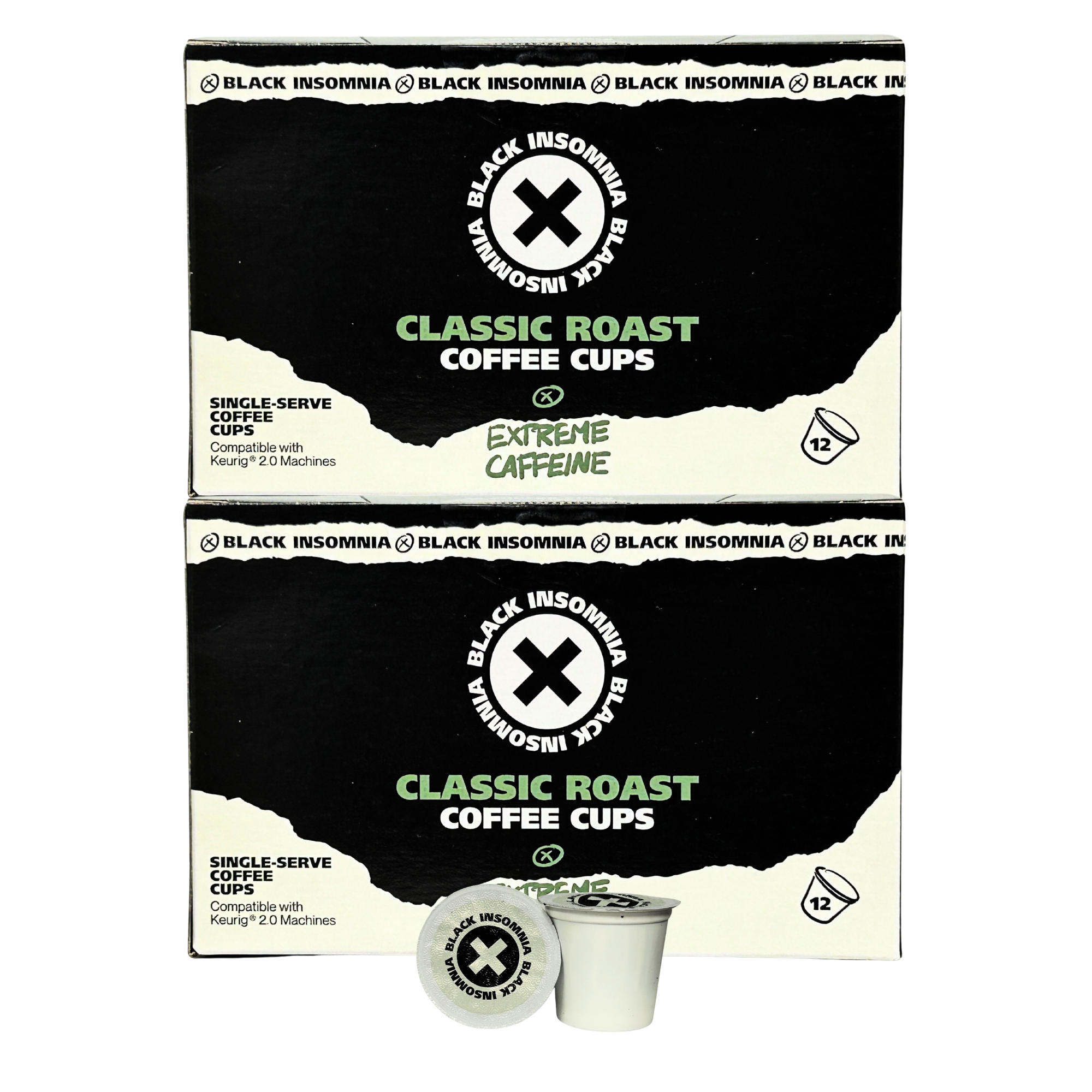 Extreme Caffeine Single Serve Cups for Keurig | Black Insomnia K