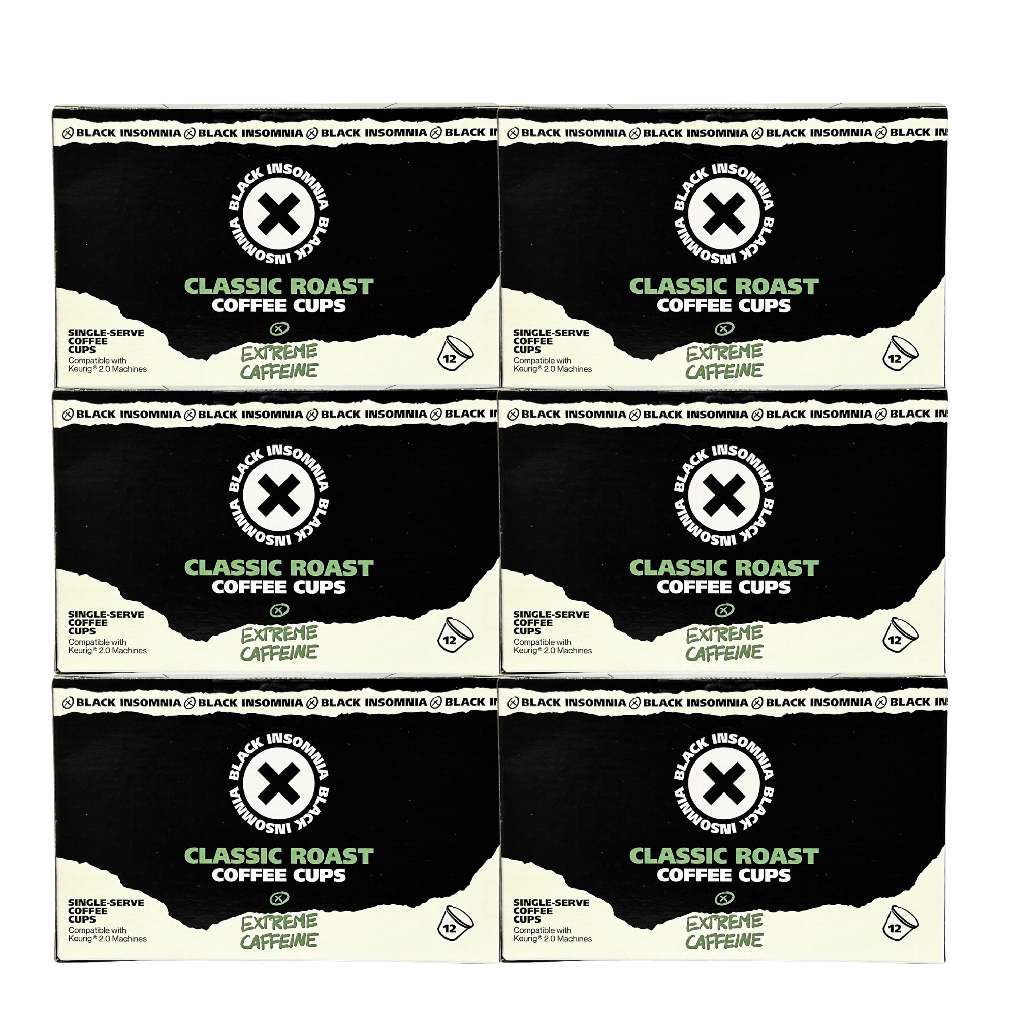 Extreme Caffeine Single Serve Cups for Keurig | Black Insomnia K-Cups 36 Count