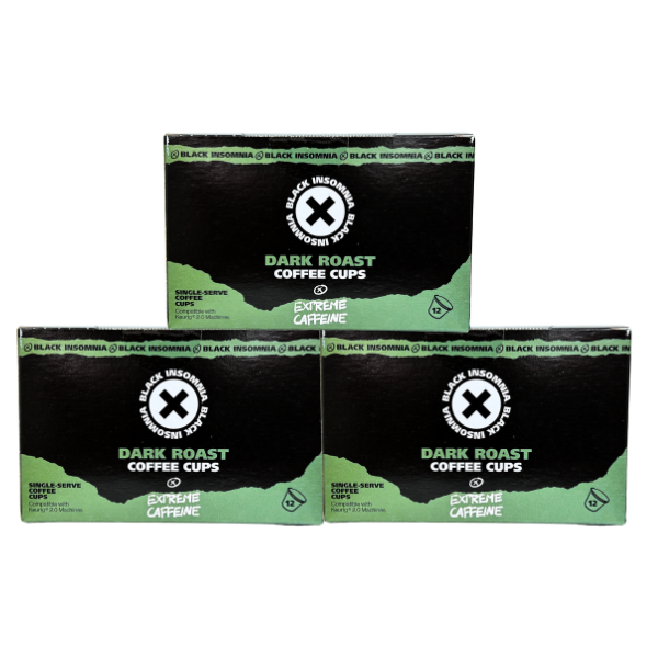 Extreme Caffeine Dark Roast Single Coffee| Black Insomnia K-Cups 72 Count